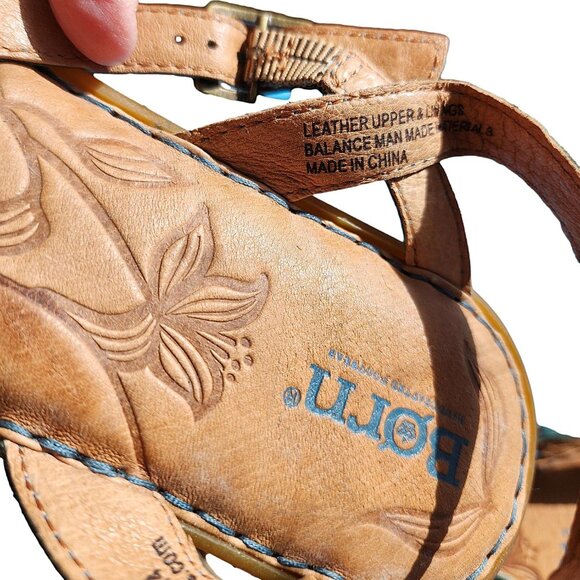 New Without Tags - Blue Leather Criss Cross Leather Sandals by Born - Size - 7M - Picture 7 of 7